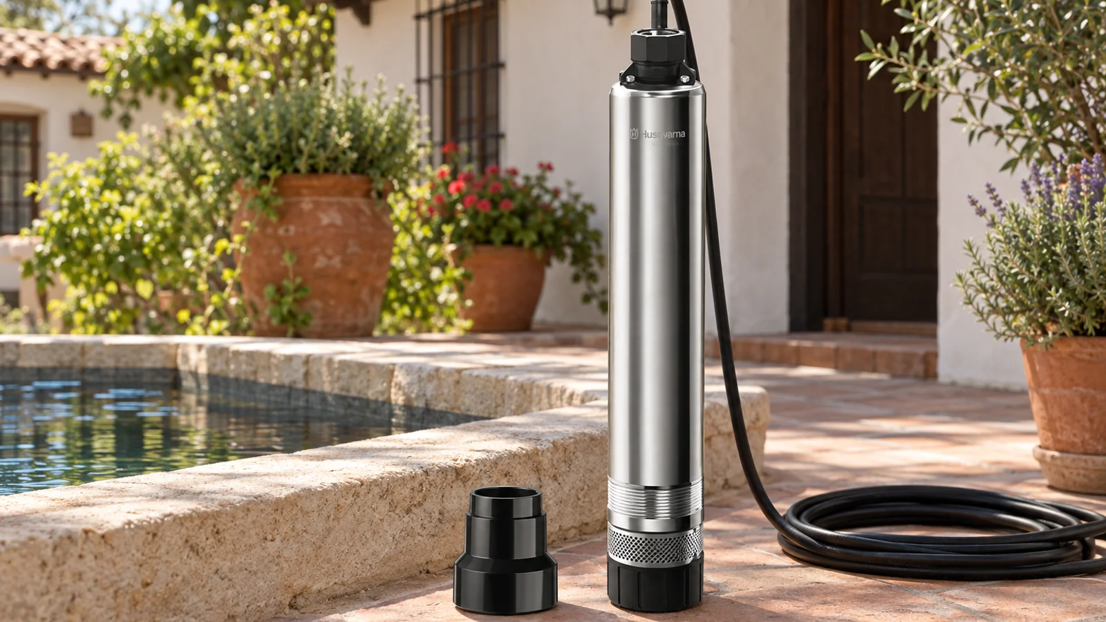 GARDENA 6000/5 inox desconectada junto a una zona seca de preparación de equipos para agua limpia.