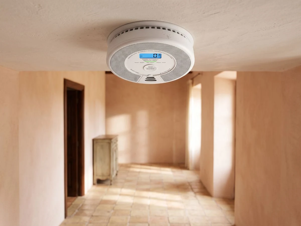 Detector combinado X-Sense SC07 instalado en un pasillo