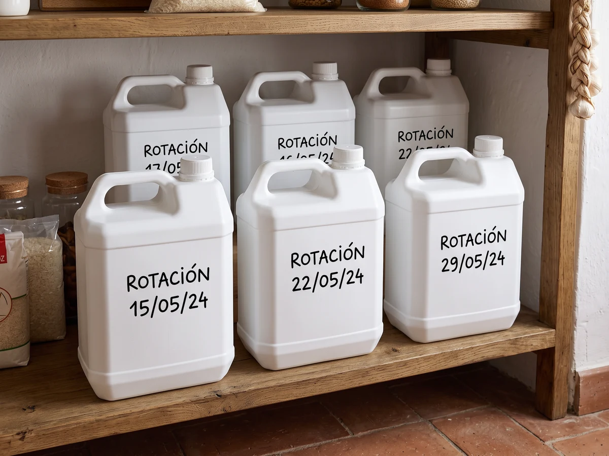 Garrafas alimentarias ACAN etiquetadas con fecha de llenado