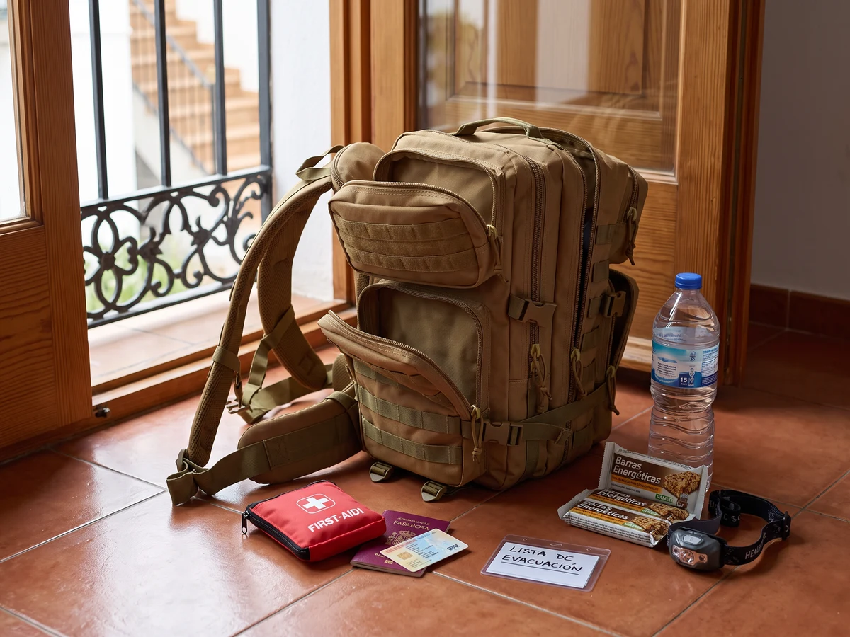 Mochila ProCase de 40 litros abierta con material organizado