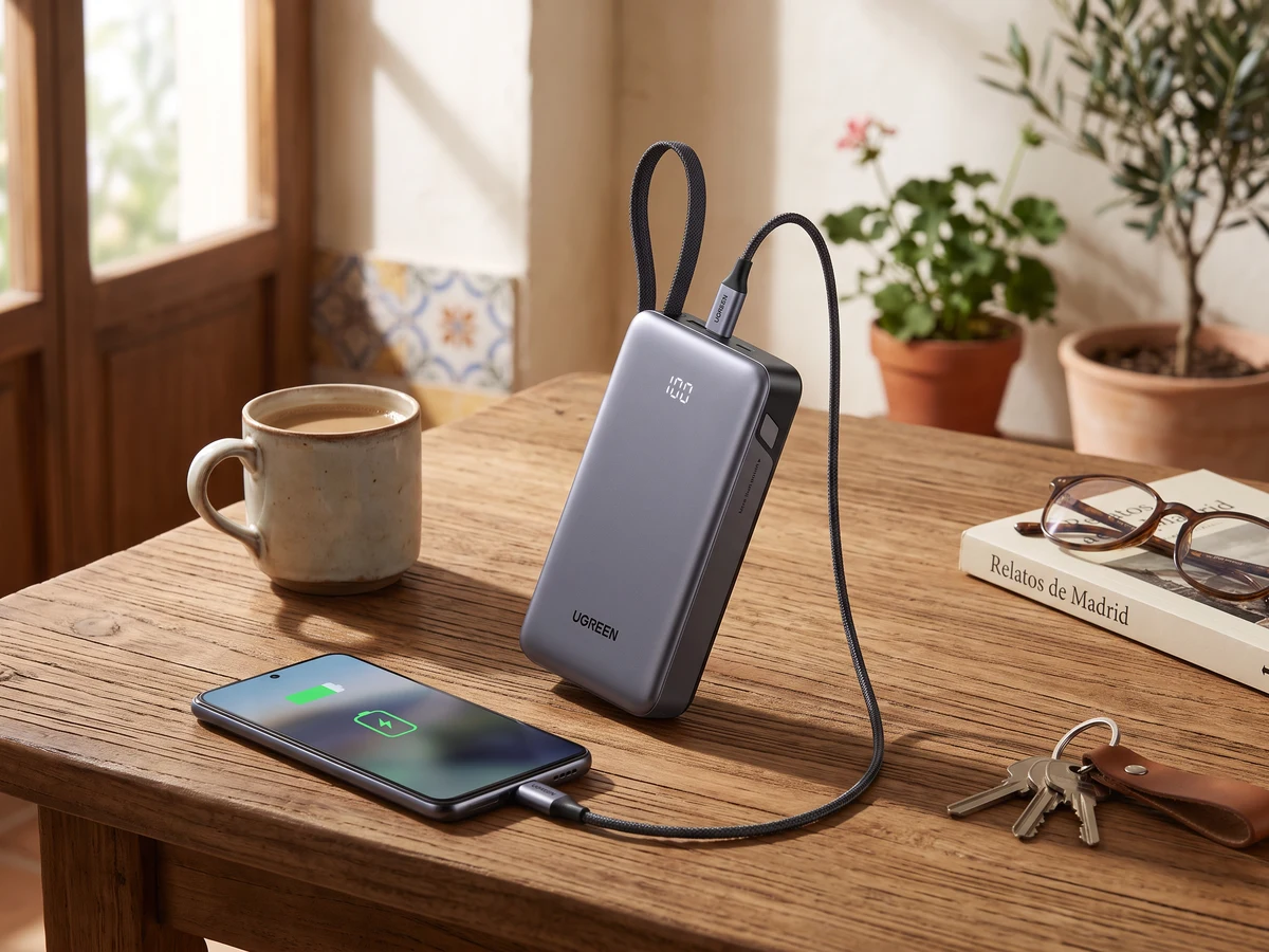 Batería UGREEN Nexode de 45 W cargando un teléfono